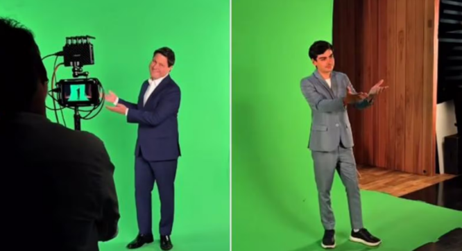 Passaia e Dudu Camargo dão show nos bastidores do Balanço Geral